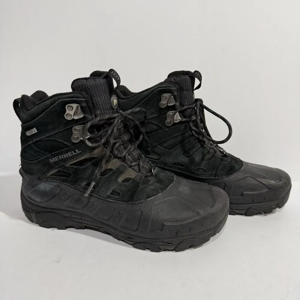Merrell Mens Moab Polar Boot Size 10 Waterproof Black Leather Hiking Insulated